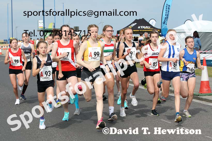 Girls under-15s 2021 Northern 6 and 4 Stage and Young Athletes Road Relays, Redcar. Photo: David T. Hewitson/Sports for All Pics